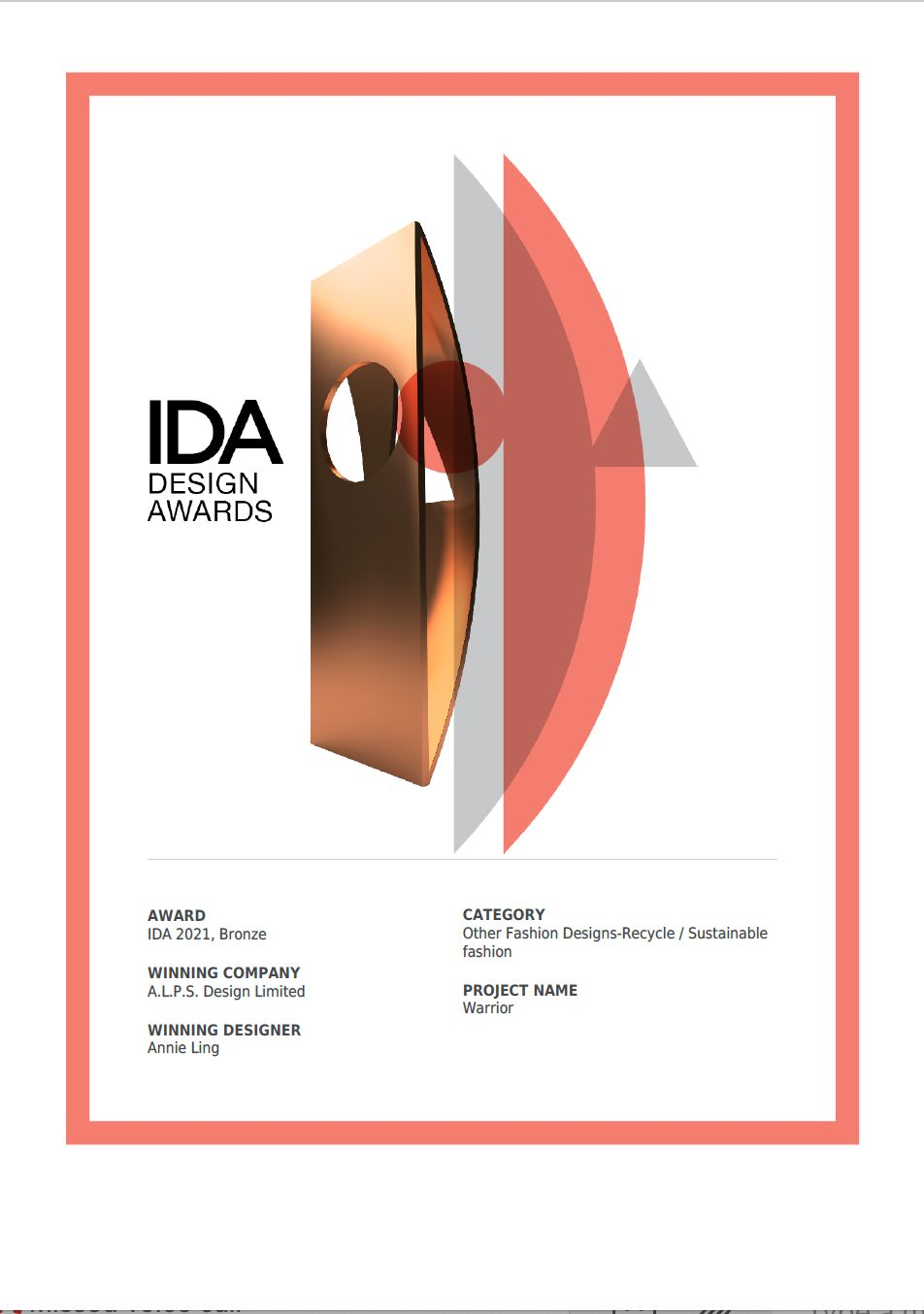 international design awards recycled & sustainable fashion 2021